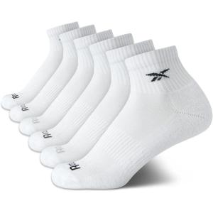 imageReebok Girls Quarter Socks  6 Pack MoistureWicking Low Cut Athletic Ankle Socks for Girls Sizes SLWhite