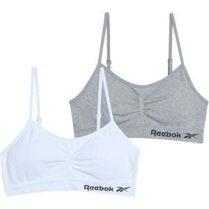 imageReebok Girls Training Bras  2 Pack Racerback Crop Cami Bralette with Removable Pads  Soft Seamless Bra for Girls 616GreyWhite