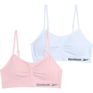 imageReebok Girls Training Bras  2 Pack Racerback Crop Cami Bralette with Removable Pads  Soft Seamless Bra for Girls 616PinkWhite
