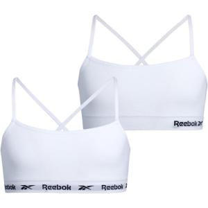 imageReebok Girls Training Bras  2 Pack Racerback Crop Cami Bralette with Removable Pads  Soft Seamless Bra for Girls 616White