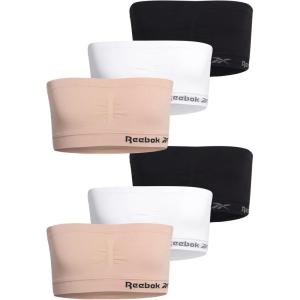 imageReebok Girls Training Bras  3 Pack6 Pack Soft Seamless Strapless Tube Bandeau Bra with Removable Pads Sizes SXLDusty RoseWhiteBlack6pk