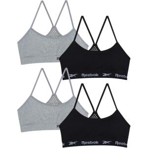 imageReebok Girls Training Bras  4 Pack Racerback Crop Cami Bralette with Removable Pads  Soft Seamless Bra for Girls 616BlackGrey