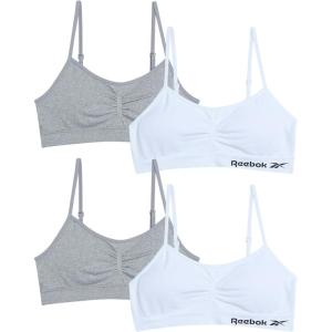 imageReebok Girls Training Bras  4 Pack Racerback Crop Cami Bralette with Removable Pads  Soft Seamless Bra for Girls 616GreyWhite