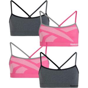 imageReebok Girls Training Bras  4 Pack Racerback Crop Cami Bralette with Removable Pads  Soft Seamless Bra for Girls 616PinkGrey