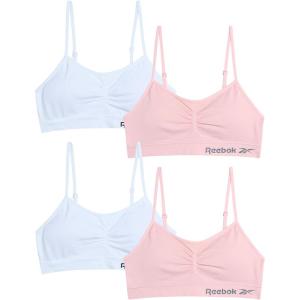 imageReebok Girls Training Bras  4 Pack Racerback Crop Cami Bralette with Removable Pads  Soft Seamless Bra for Girls 616PinkWhite