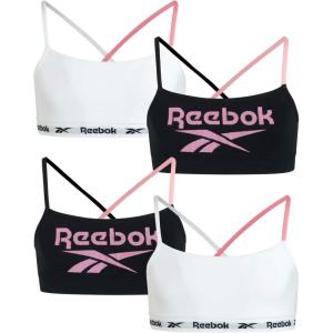imageReebok Girls Training Bras  4 Pack Racerback Crop Cami Bralette with Removable Pads  Soft Seamless Bra for Girls 616WhiteBlack Jacquard