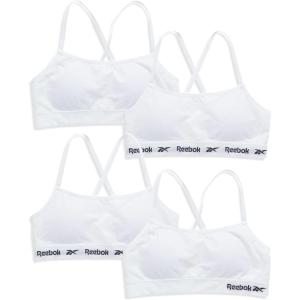 imageReebok Girls Training Bras  4 Pack Racerback Crop Cami Bralette with Removable Pads  Soft Seamless Bra for Girls 616WhitePure White