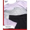 imageReebok Active Girls Leggings Set  3 Piece Athletic Crew Neck Short Sleeve TShirts Sweatshirt and Legging Pants for GirlsBlackPurpleGrey