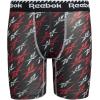 imageReebok Boys Boxer Briefs  3 Pack Performance Stretch Athletic Long Leg Underwear Boxers for Boys with Support Pouch 618BlackRed PrintRedBlack