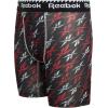 imageReebok Boys Boxer Briefs  3 Pack Performance Stretch Athletic Long Leg Underwear Boxers for Boys with Support Pouch 618BlackRed PrintRedBlack