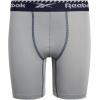 imageReebok Boys Boxer Briefs  3 Pack Performance Stretch Athletic Long Leg Underwear Boxers for Boys with Support Pouch 618Blue PrintGreyNavy