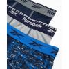 imageReebok Boys Boxer Briefs  3 Pack Performance Stretch Athletic Long Leg Underwear Boxers for Boys with Support Pouch 618Blue PrintGreyNavy