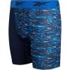 imageReebok Boys Boxer Briefs  3 Pack Performance Stretch Athletic Long Leg Underwear Boxers for Boys with Support Pouch 618Blue PrintGreyNavy