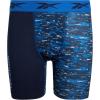 imageReebok Boys Boxer Briefs  3 Pack Performance Stretch Athletic Long Leg Underwear Boxers for Boys with Support Pouch 618Blue PrintGreyNavy
