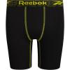 imageReebok Boys Boxer Briefs  3 Pack Performance Stretch Athletic Long Leg Underwear Boxers for Boys with Support Pouch 618Solid Black With Contrast