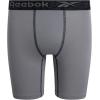 imageReebok Boys Boxer Briefs  3 Pack Performance Stretch Athletic Long Leg Underwear Boxers for Boys with Support Pouch 618Stone GreySurf the WebBlack Print