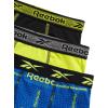 imageReebok Boys Boxer Briefs  3 Pack Performance Stretch Athletic Long Leg Underwear Boxers for Boys with Support Pouch 618Surf the Web PrintBlackEvening PrimroseBlack