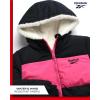 imageReebok Girls Winter Jacket  Reversible Quilted Puffer Coat with Sherpa Fleece Lining  Reversible Jacket for Girls 416Black