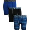 imageReebok Boys Boxer Briefs  3 Pack Athletic Performance Stretch Long Leg Underwear Boxers for Boys with Support Pouch 618Blue PrintBlackBlue