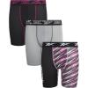 imageReebok Boys Boxer Briefs  3 Pack Performance Stretch Athletic Long Leg Underwear Boxers for Boys with Support Pouch 618Black StripeGreyBlack