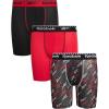 imageReebok Boys Boxer Briefs  3 Pack Performance Stretch Athletic Long Leg Underwear Boxers for Boys with Support Pouch 618BlackRed PrintRedBlack