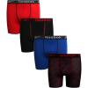imageReebok Boys Boxer Briefs  4 Pack Performance Stretch Breathable Athletic Underwear Boxers for Boys Sizes 618Black PrintBlueBlackRed