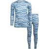 imageReebok Girls Base Layer Set  2 Piece Performance Long Sleeve TShirt and Long Tights Leggings  Underlayer for Girls 614Blue Print