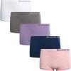 imageReebok Girls Boyshorts Underwear  5 Pack Soft Breathable Panties Boy Shorts Seamless Underwear for Girls Sizes 616NavyMarble PinkSharkskinWhiteViolet