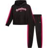 imageReebok Girls Jogger Set  2 Piece Matching Sweat Set with Pullover Hoodies and Athletic Joggers for GirlsBlack