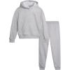 imageReebok Girls Jogger Set  2 Piece Matching Sweat Set with Pullover Hoodies and Athletic Joggers for GirlsHeather Grey