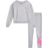 imageReebok Girls Pants Set  2 Piece Lightweight Long Sleeve Shirt and Girls Leggings Outfit  Breathable Athletic OutfitsLight Grey Heather