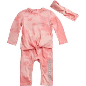 imageReebok Baby Girls Bodysuit  Long Sleeve One Piece Romper with Headband  Newborn Essentials Clothing for Infants 09MSalmon Rose