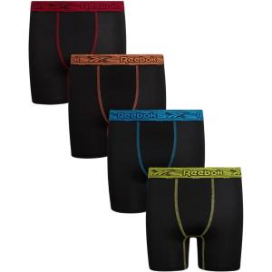 imageReebok Boys Boxer Briefs  4 Pack Performance Stretch Breathable Athletic Underwear Boxers for Boys Sizes 618Black With Contrast