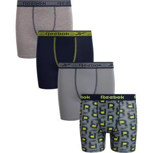 imageReebok Boys Boxer Briefs  4 Pack Performance Stretch Breathable Athletic Underwear Boxers for Boys Sizes 618Light GreyStone GreyMaritime BluePrint