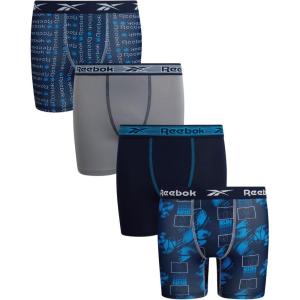 imageReebok Boys Boxer Briefs  4 Pack Performance Stretch Breathable Athletic Underwear Boxers for Boys Sizes 618Maritime Blue PrintStone GreyAtomic Blue Print