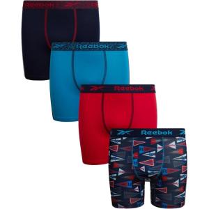 imageReebok Boys Boxer Briefs  4 Pack Performance Stretch Breathable Athletic Underwear Boxers for Boys Sizes 618Maritime BlueAtomic BlueChinese Red