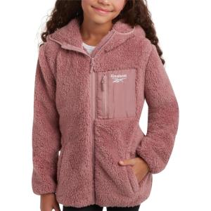 imageReebok Girls Fleece Jacket  Full Zip Sherpa Fleece Hooded Sweatshirt Jacket  Faux Fur Teddy Coat for Girls 716Dusty Rose Pink