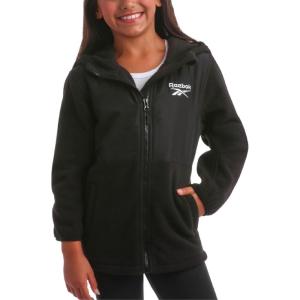 imageReebok Girls Fleece Jacket  Polar Fleece Hoodie Sweatshirt Jacket  Lightweight Coat for Girls 416Jet Black