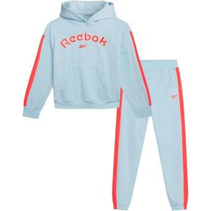 imageReebok Girls Jogger Set  2 Piece Matching Sweat Set with Pullover Hoodies and Athletic Joggers for GirlsCrystal Blue