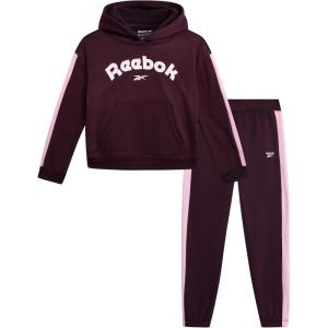 imageReebok Girls Jogger Set  2 Piece Matching Sweat Set with Pullover Hoodies and Athletic Joggers for GirlsPlum