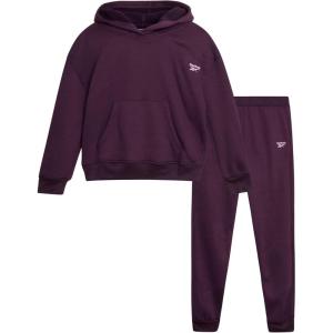 imageReebok Girls Jogger Set  2 Piece Matching Sweat Set with Pullover Hoodies and Athletic Joggers for GirlsPlum Violet