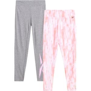 imageReebok Girls Leggings  2 Pack Active Performance Sports Tights Size 716Neon Tie DyeHeather Grey