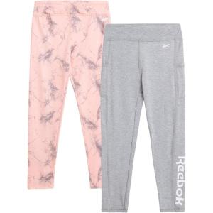 imageReebok Girls Leggings  2 Pack Active Performance Sports Tights Size 716Powder PinkHeather Grey
