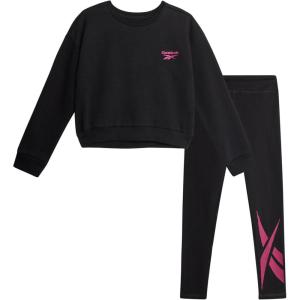 imageReebok Girls Pants Set  2 Piece Lightweight Long Sleeve Shirt and Girls Leggings Outfit  Breathable Athletic OutfitsBlack