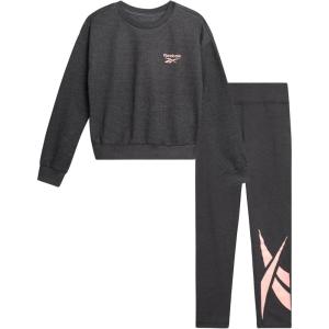 imageReebok Girls Pants Set  2 Piece Lightweight Long Sleeve Shirt and Girls Leggings Outfit  Breathable Athletic OutfitsDark Grey Heather