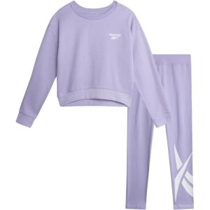 imageReebok Girls Pants Set  2 Piece Lightweight Long Sleeve Shirt and Girls Leggings Outfit  Breathable Athletic OutfitsLavender 2