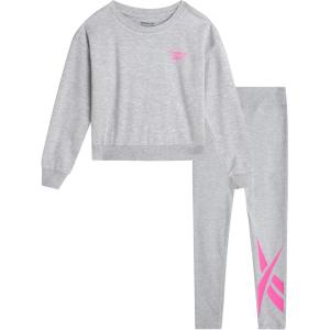 imageReebok Girls Pants Set  2 Piece Lightweight Long Sleeve Shirt and Girls Leggings Outfit  Breathable Athletic OutfitsLight Grey Heather
