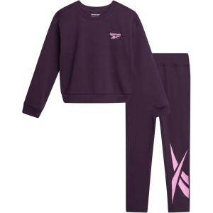 imageReebok Girls Pants Set  2 Piece Lightweight Long Sleeve Shirt and Girls Leggings Outfit  Breathable Athletic OutfitsPlum