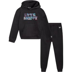 imageReebok Girls Sweatsuit Set  2 Piece Fleece Hoodie and Jogger Sweatpants Size 712Black Love