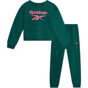 imageReebok Girls Sweatsuit Set  2 Piece Fleece Hoodie and Jogger Sweatpants Size 712Pine Green